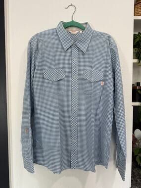 Enjoi Mens L Blue Gingham Western Shirt Long Sleeve Skate Button Up